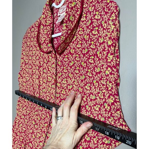 April Cornell Dress Midi Red Shirtdress Ditzy Peter Pan Button Pockets Womens S - Picture 5 of 12